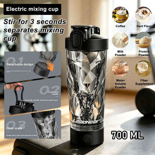 Copo Misturador Elétrico Premium para Proteínas, Portátil, Recarregável via USB, para Shakes de Proteína, Copo para Esportes e Fitness