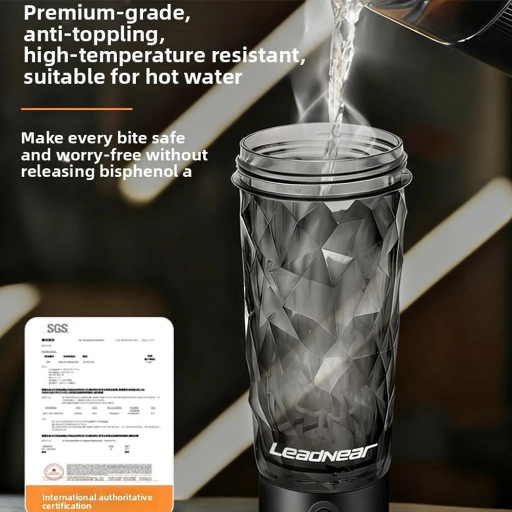 Copo Misturador Elétrico Premium para Proteínas, Portátil, Recarregável via USB, para Shakes de Proteína, Copo para Esportes e Fitness